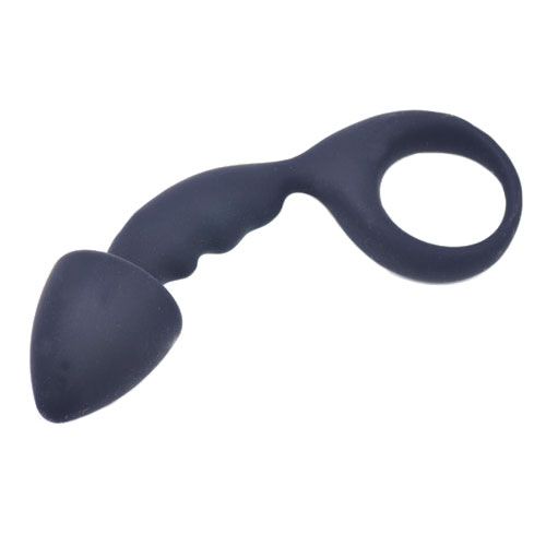 Black Silicone Curved Comfort Butt Plug - UABDSM