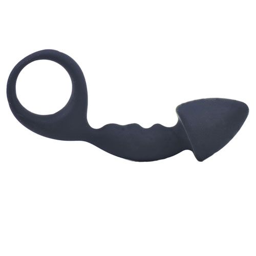 Black Silicone Curved Comfort Butt Plug - UABDSM