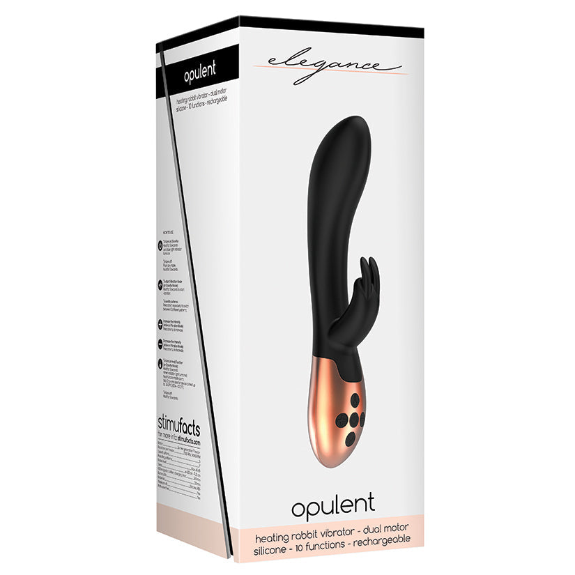 Elegance Opulent Heating Rabbit Vibrator-Black 7.75 - UABDSM