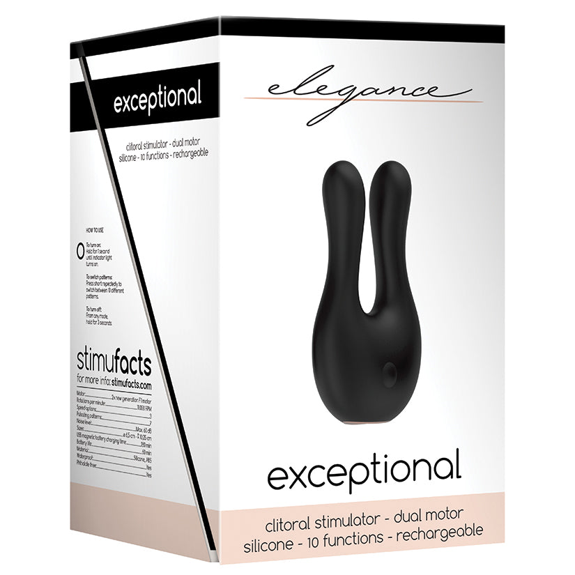 Elegance Exceptional Dual Motor Clitoral Stimulator- Black - UABDSM