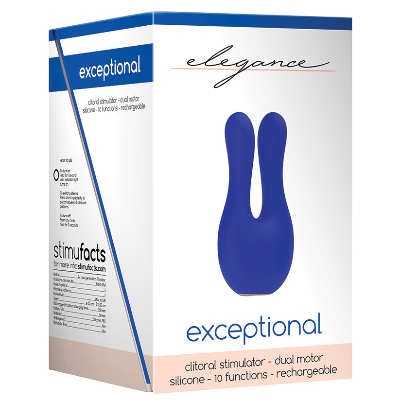 Elegance Exceptional Dual Motor Clitoral Stimulator- Blue - UABDSM