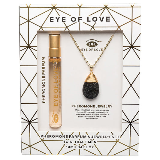 Eye Of Love 2pc Set Necklace Drop Gold with Parfume - UABDSM