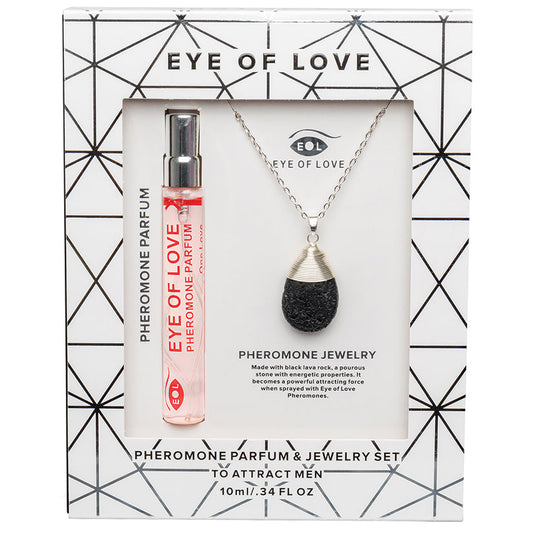 Eye Of Love 2pc Set Necklace Drop Silver with Parfume - UABDSM