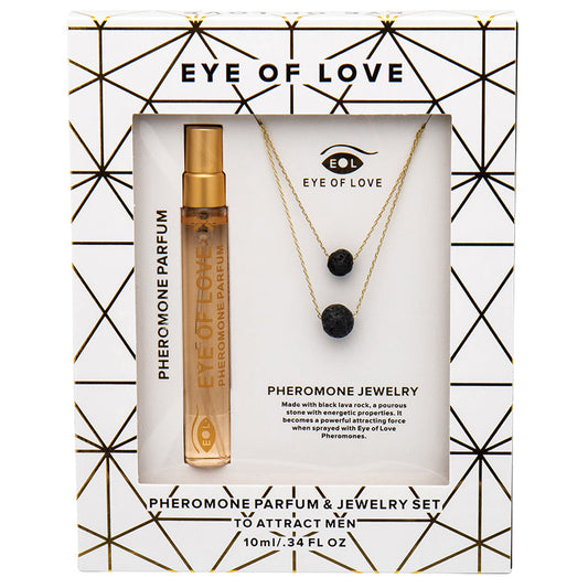 Eye Of Love 2pc Set Necklace 2-Layer Gold with Parfume - UABDSM