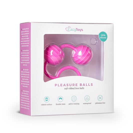 Easytoys Horizontal Ribbed Geisha Balls - Pink - UABDSM