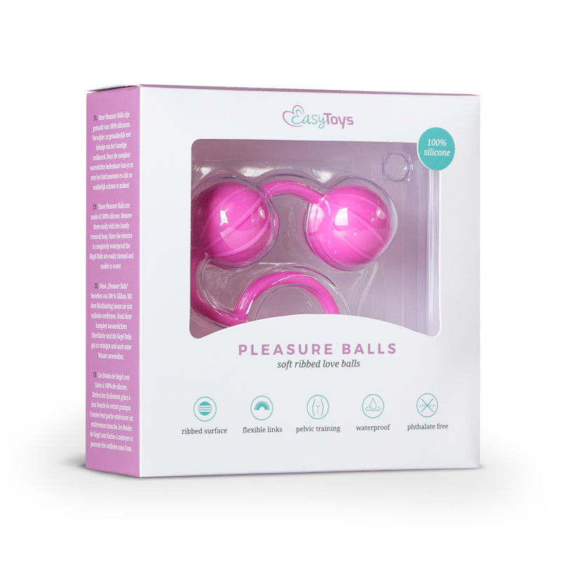 Easytoys Vertical Ribbed Geisha Balls - Pink - UABDSM