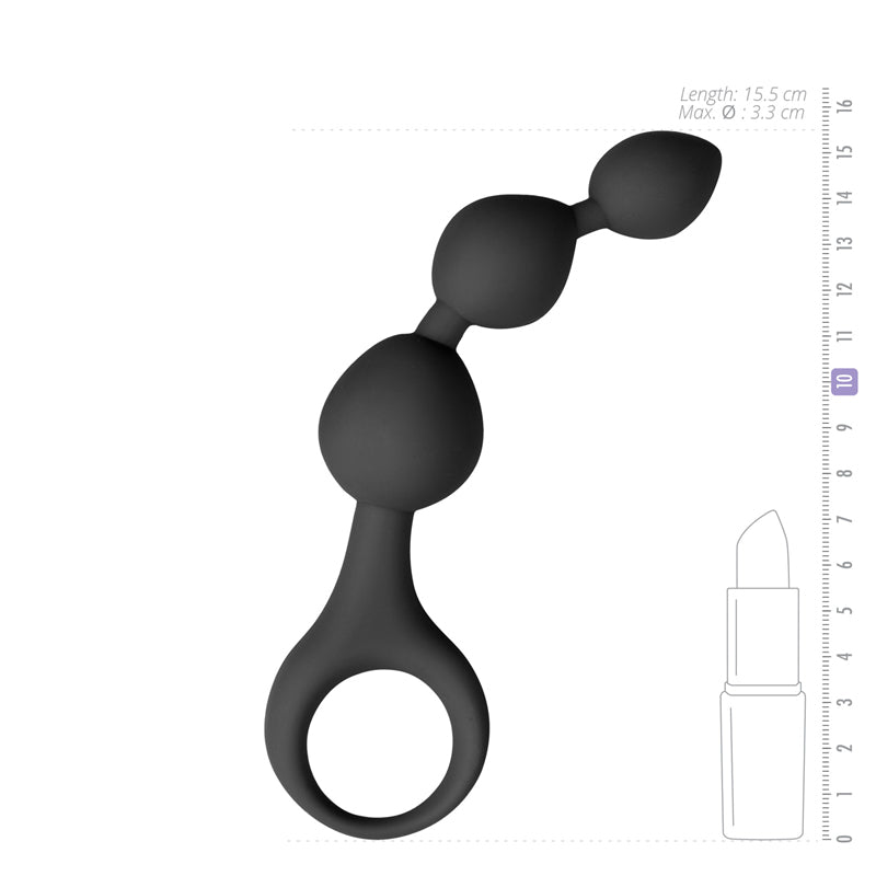 Black Silicone Anal Bead Dildo - UABDSM