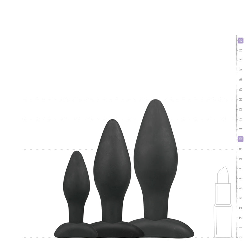 Black Silicone Buttplug Set - UABDSM