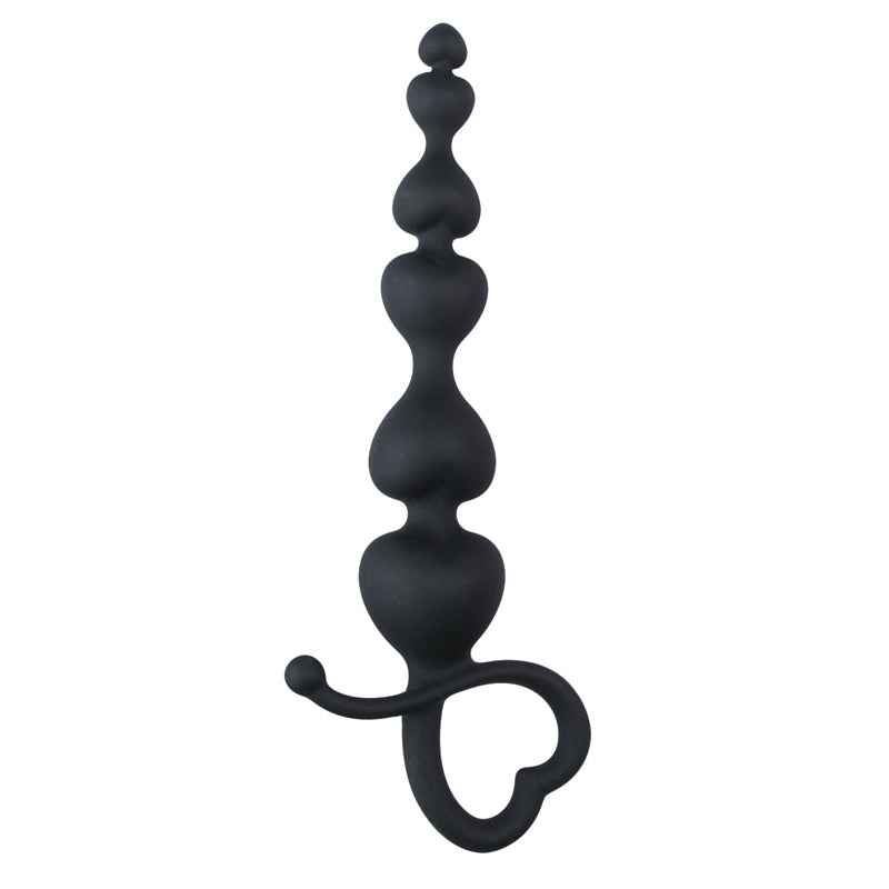 Black Anal Beads Heart Handle - UABDSM