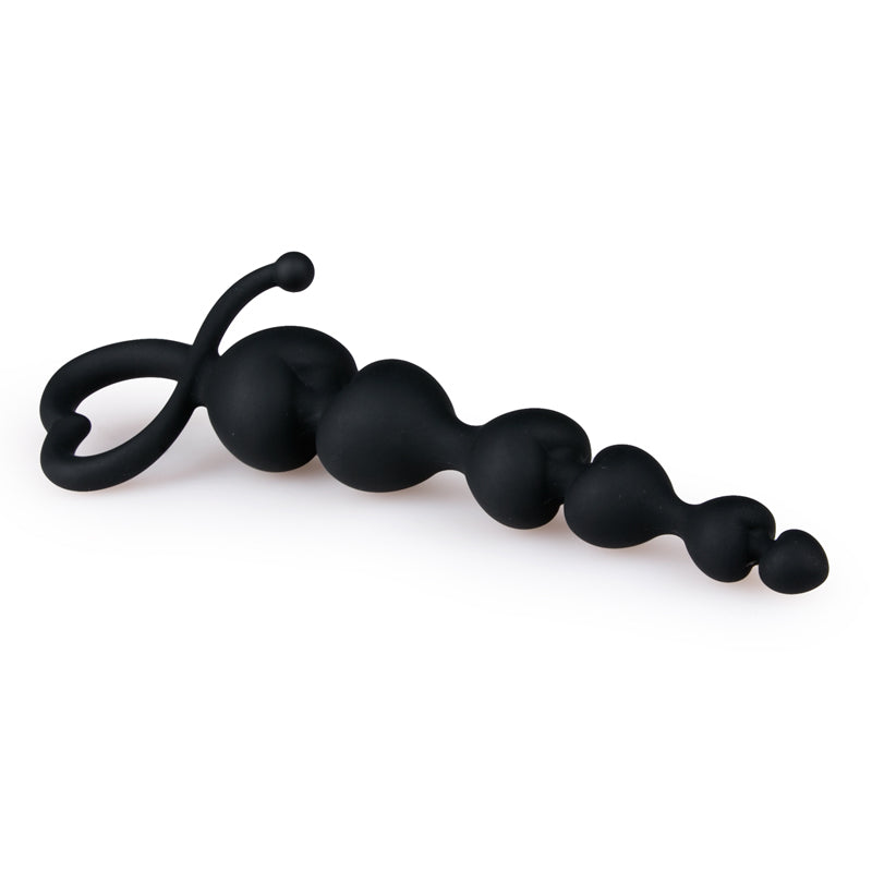 Black Anal Beads Heart Handle - UABDSM