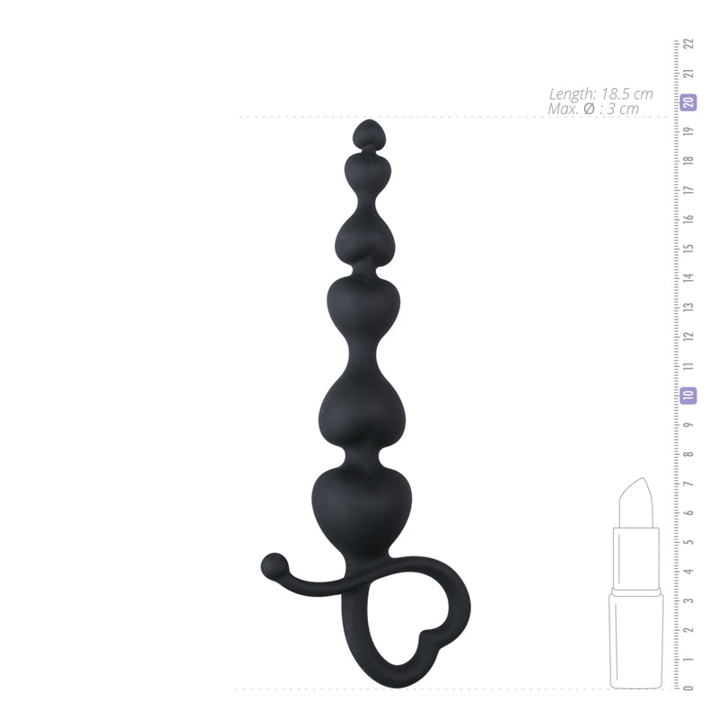 Black Anal Beads Heart Handle - UABDSM