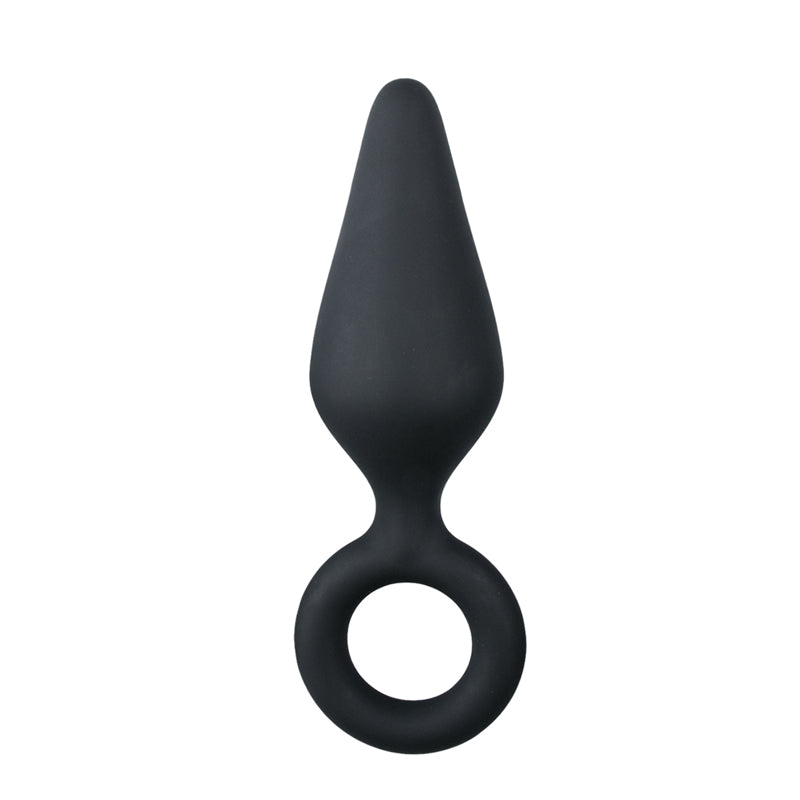 Black Buttplugs With Pull Ring - Medium - UABDSM