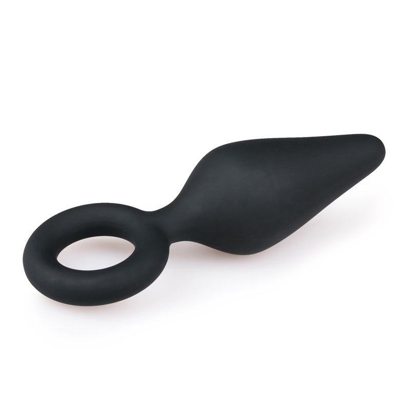 Black Buttplugs With Pull Ring - Medium - UABDSM