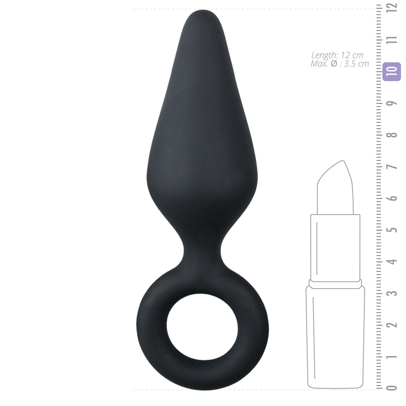 Black Buttplugs With Pull Ring - Medium - UABDSM