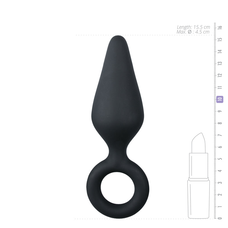 Black Buttplug With Pull Ring - Large - UABDSM