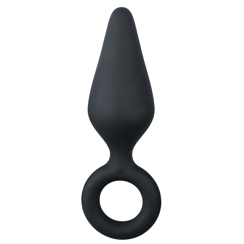 Black Buttplug With Pull Ring - Large - UABDSM