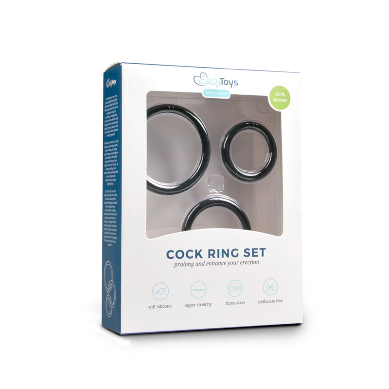 Three Size Cockring Set - Black - UABDSM