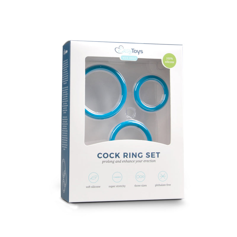 Three Size Cock Ring Set - Blue - UABDSM