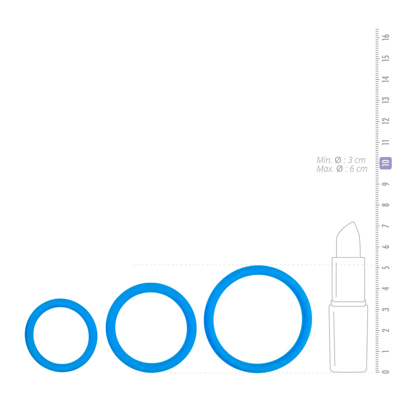 Three Size Cock Ring Set - Blue - UABDSM