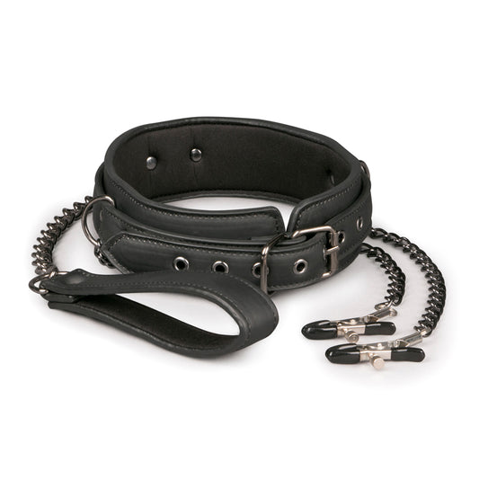 Leather Collar With Nipple Chains - UABDSM