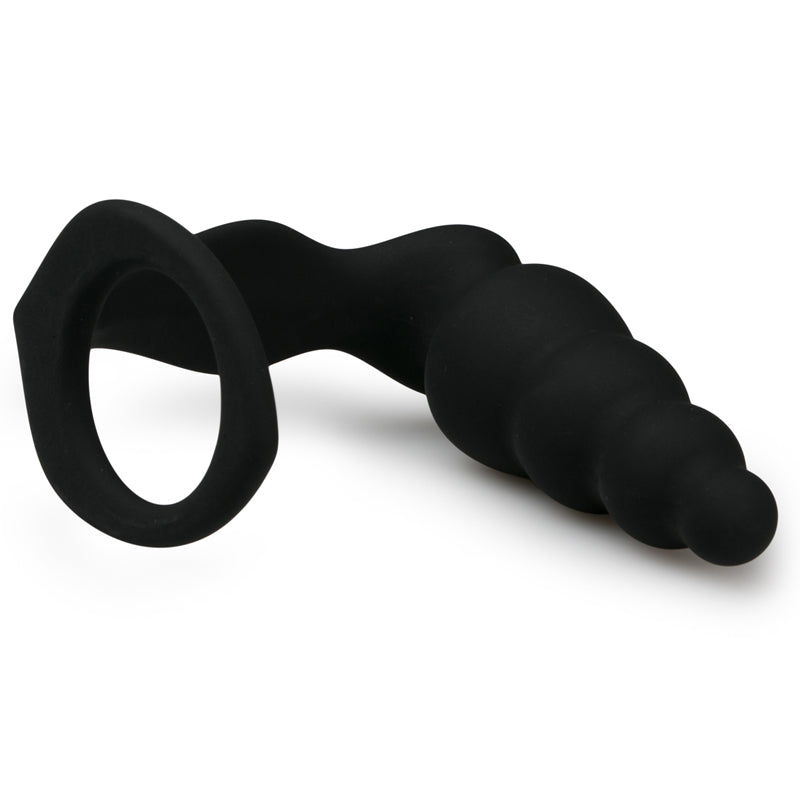 Cock Ring With Ribbed Anal Plug - UABDSM