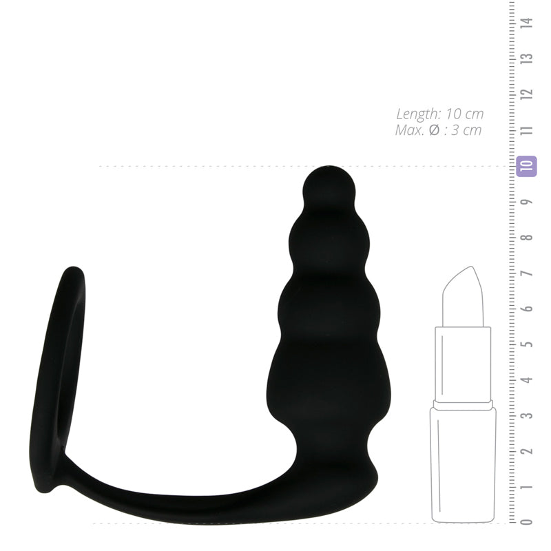 Cock Ring With Ribbed Anal Plug - UABDSM