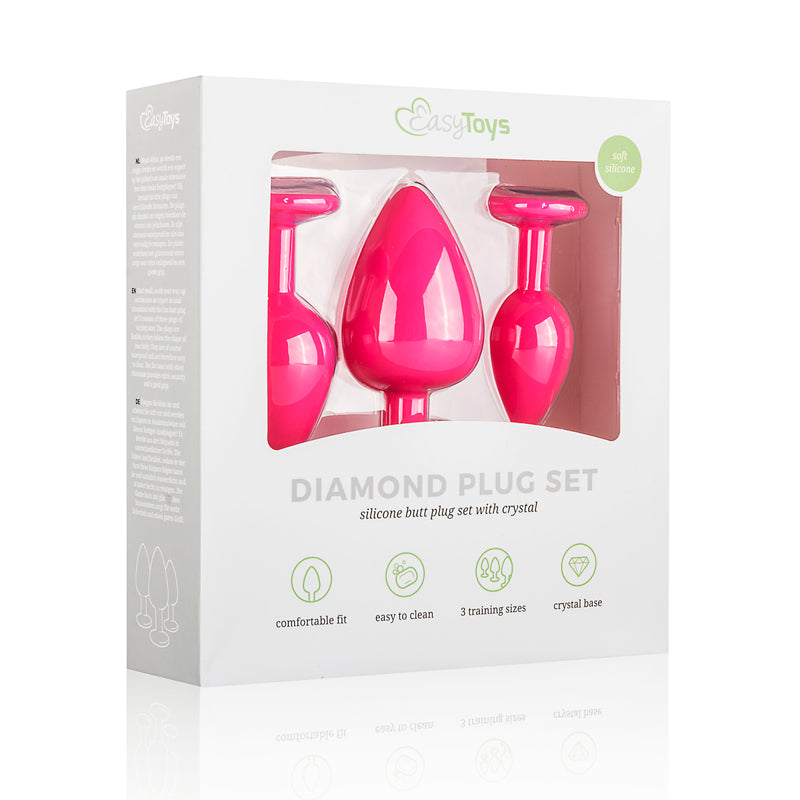 Silicone Butt Plug With Diamond - Pink - UABDSM