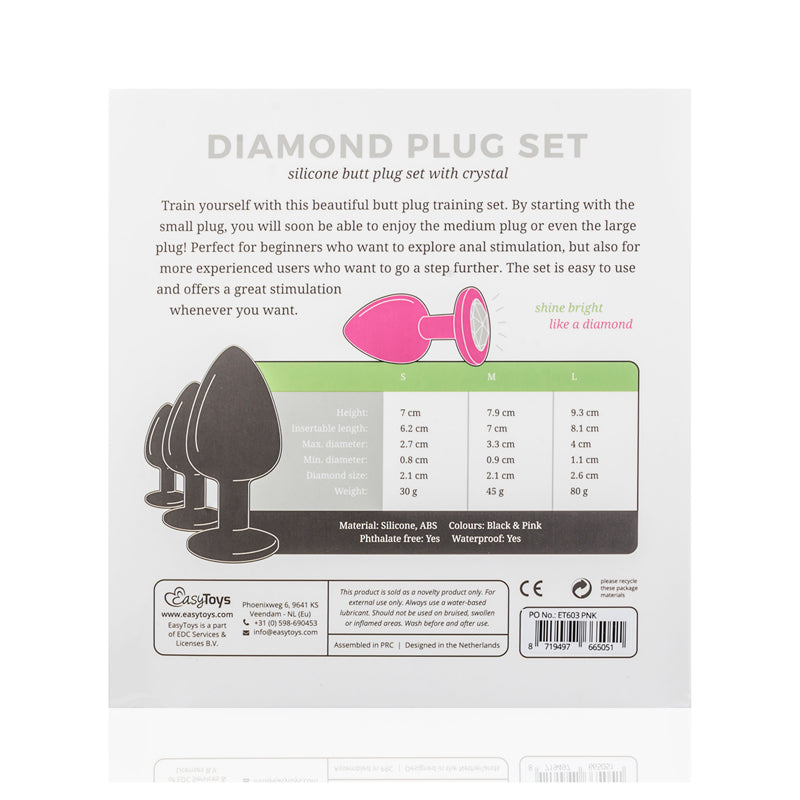 Silicone Butt Plug With Diamond - Pink - UABDSM