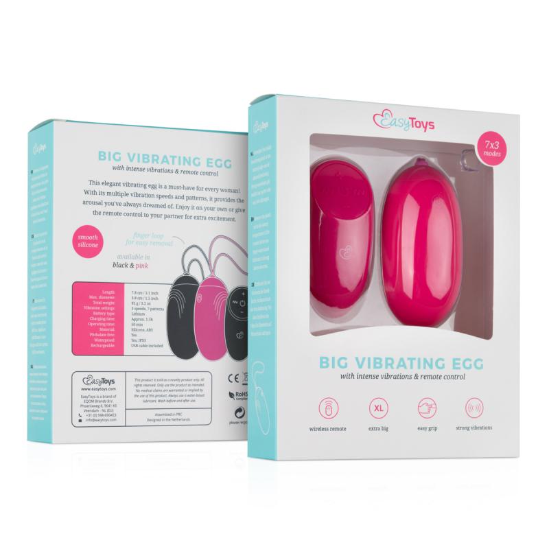 XL Vibrating Egg With Remote Control - Pink - UABDSM
