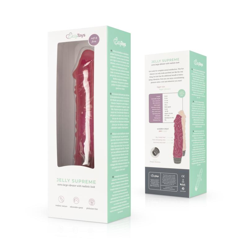 Jelly Supreme - Realistic Vibrator - Pink/Glitter - UABDSM