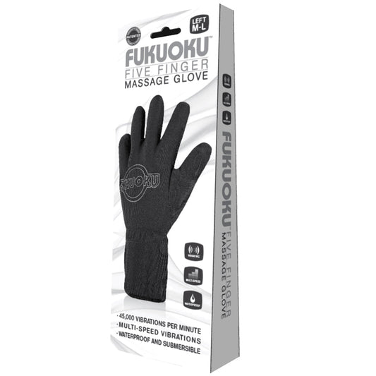 Fukuoku Five Finger Massage Glove-Black Left Hand - UABDSM