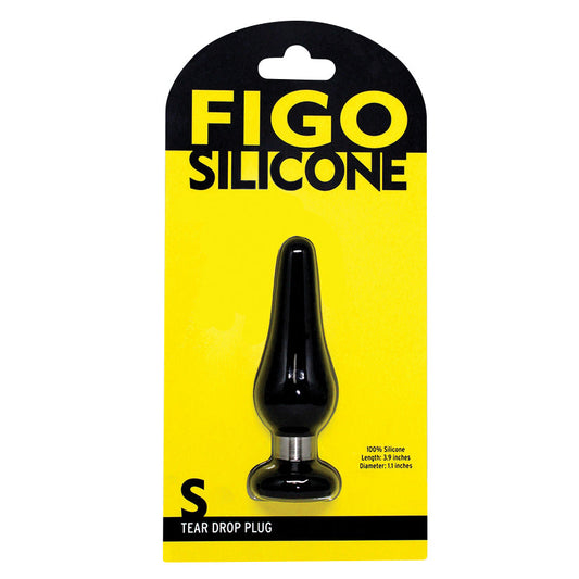 Figo Tear Drop Silicone Plug Small-Black - UABDSM