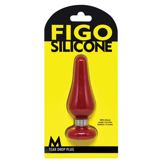 Figo Tear Drop Silicone Plug Medium-Red - UABDSM