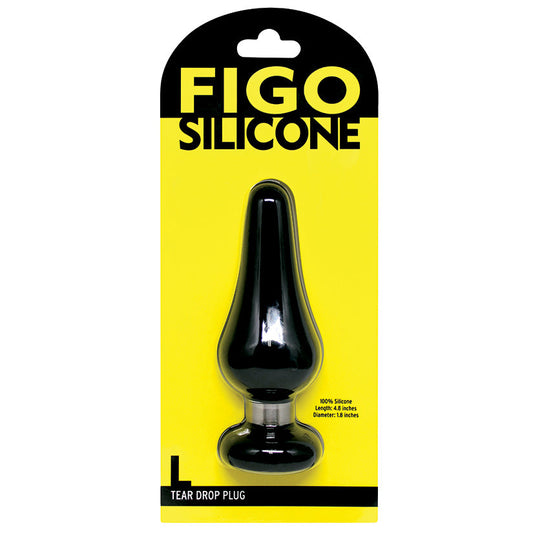Figo Tear Drop Silicone Plug Large-Black - UABDSM