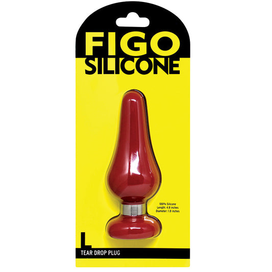 Figo Tear Drop Silicone Plug Large-Red - UABDSM