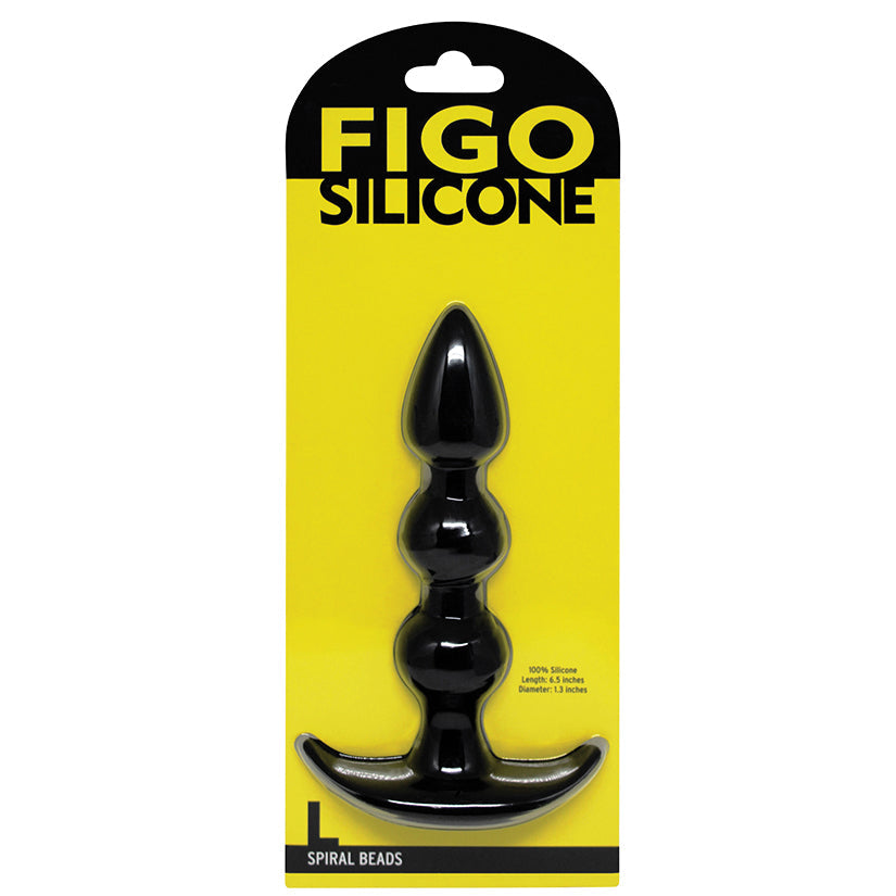 Figo Silicone Spiral Anal Beads-Black - UABDSM