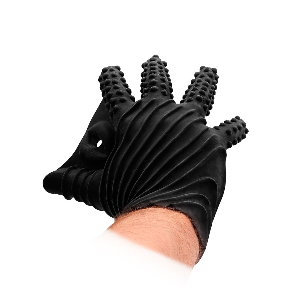 Fist It Black Textured Masturbation Glove - UABDSM