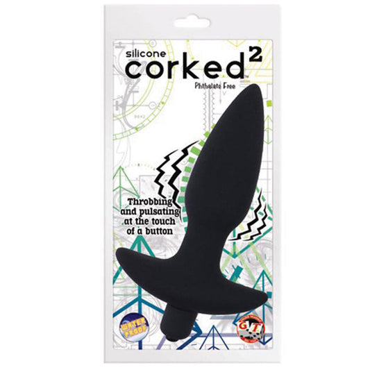 Corked 2 Vibrating Butt Plug Small-Charcoal - UABDSM