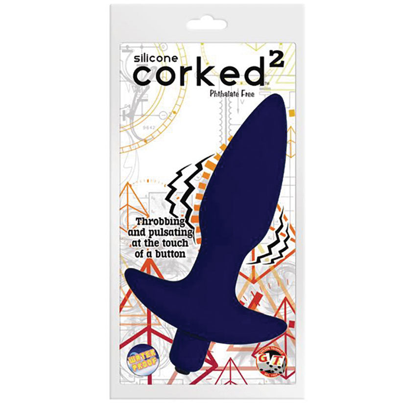 Corked 2 Vibrating Butt Plug Medium-Blue - UABDSM