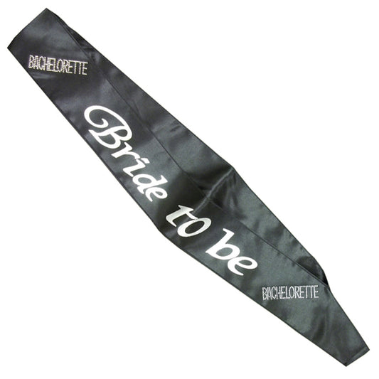 Bride-to-Be Sash - Black With a Clear Stone - UABDSM