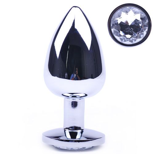 Large Metal Anal Plug With Clear Crystal - UABDSM