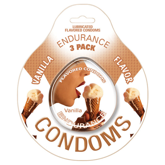 Endurance Lubricated Flavored Condoms - 3 Pack Disc - Vanilla - UABDSM
