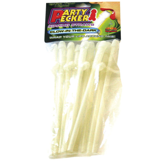 Party Pecker Sipping Straws 10 Pc Bag - Glow in the Dark - UABDSM