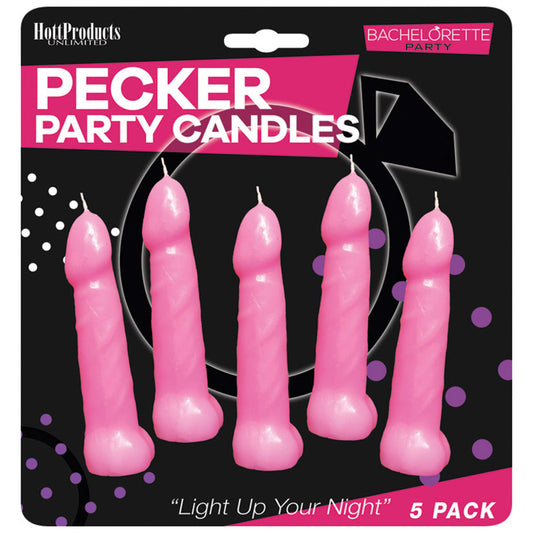 Bachelorette Pecker Party Pink Candles 5pk - UABDSM