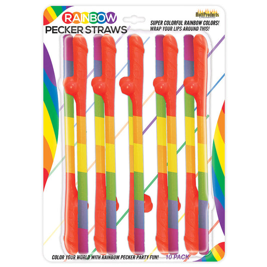 Rainbow Pecker Straws - 10 Pack - UABDSM