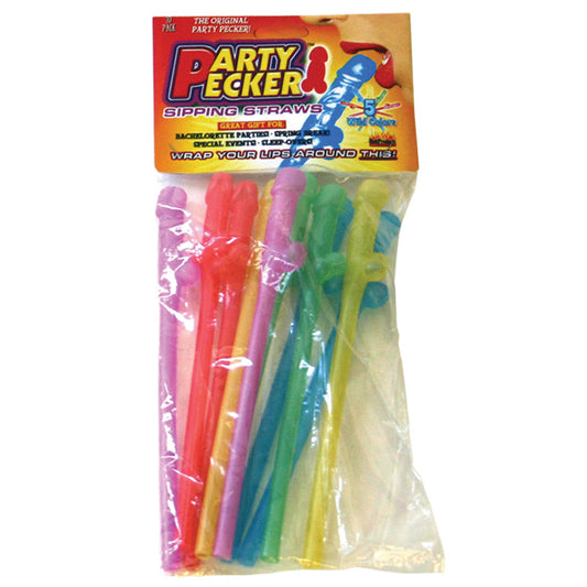 Party Pecker Sipping Straws 10 Pc Bag - 5 Assorted Colors - UABDSM