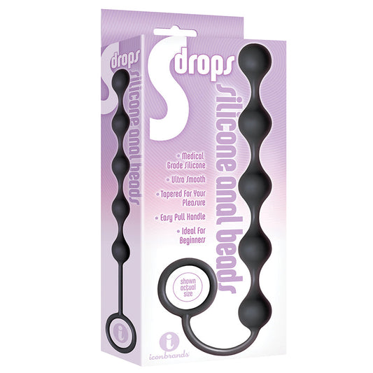The 9s S-Drops Silicone Anal Beads - Black - UABDSM