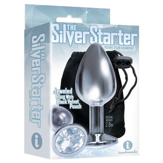 The 9s the Silver Starter Bejeweled Stainless Steel Plug - Diamond - UABDSM