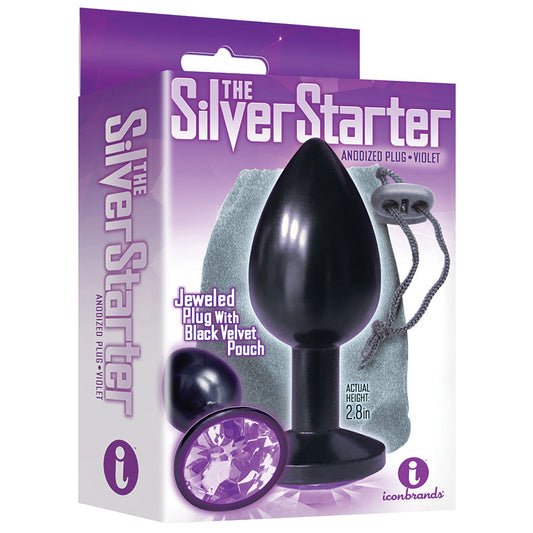 The 9s the Silver Starter Anodized Bejeweled Stainless Steel Plug - Violet - UABDSM
