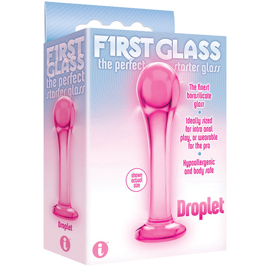 The 9s First Glass Droplet Anal & Vagina Stimulator-Pink - UABDSM